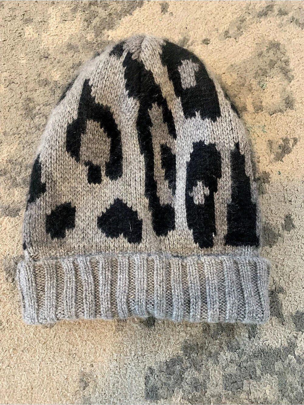 Eugenia Kim Cashmere Animal Print Beanie in Gray & Black Like New